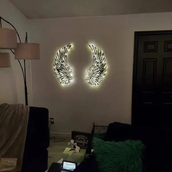 ✨1 PAIR ANGEL WINGS METAL WALL ART WITH LED LIGHTS-🎁GIFT TO HER - Image 4