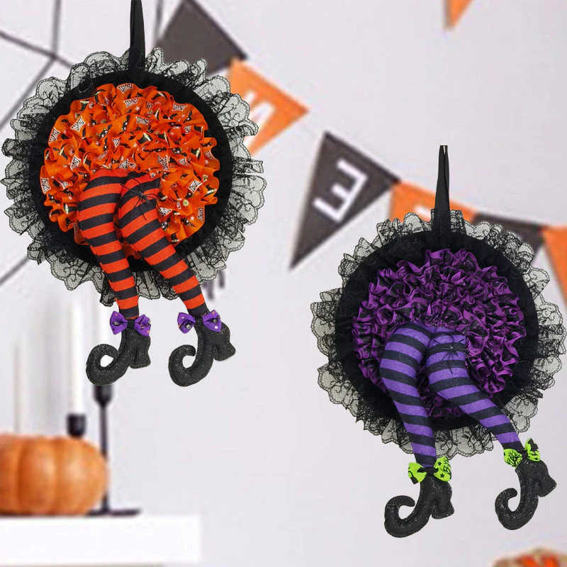 Halloween Witch Long Leg Wreath - Image 2