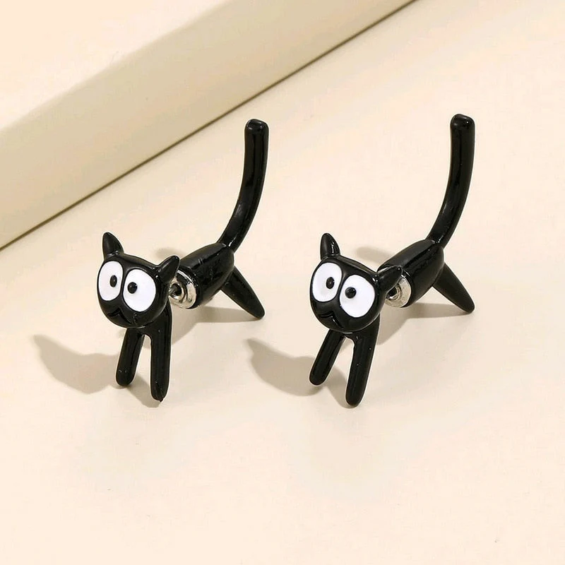 2024 New Funny Small Black Cat Earring for Women Girl Fashion Cute Animal Earrings Fashion Party Jewelry Gifts Wholesale - Image 5