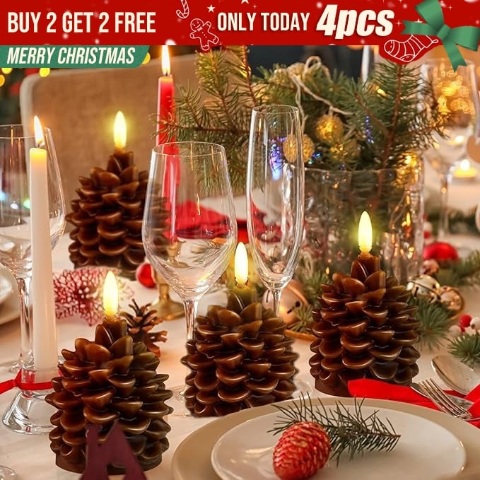 🎅Last Day 49% Off🔥Flameless Pinecone Candles Battery Operated with 6 Hour Timer - Image 2