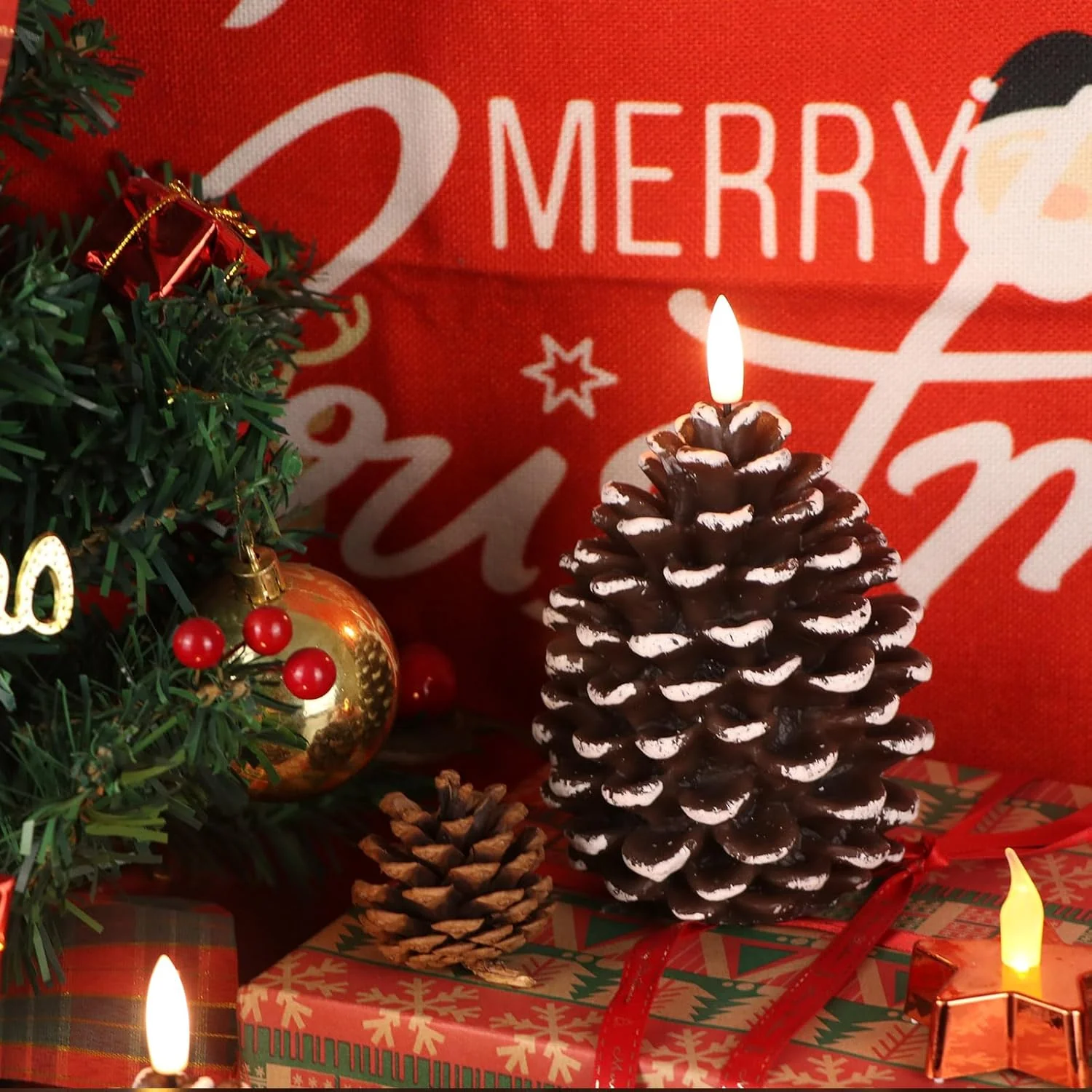 🎅Last Day 49% Off🔥Flameless Pinecone Candles Battery Operated with 6 Hour Timer - Image 3