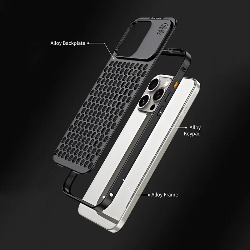 Breathable Perfume Aluminum alloy Heat Dissipation Phone Case For iPhone 16 15 14 13 12 Pro Max Plus Detachable Cover - Image 3