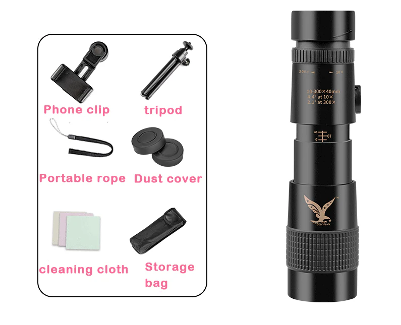 4K 10-300X40mm Super Telephoto Zoom Monocular Telescope - Image 8