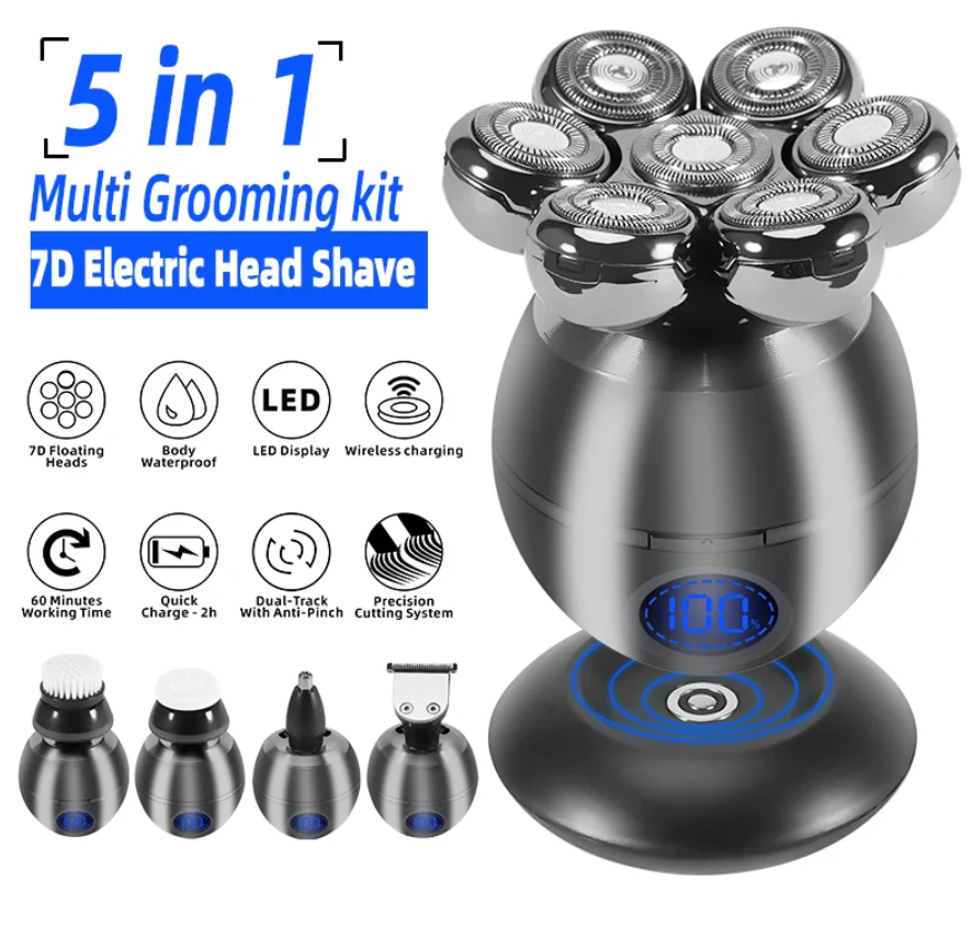 5-in-1 Electric Head Shaver And Grooming Kit - Image 2