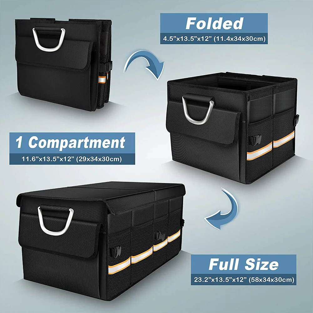 Car Trunk Organizer Foldable Cover Durable Sturdy Thickened Plate Collapsible Trunk Storage Box - Image 2