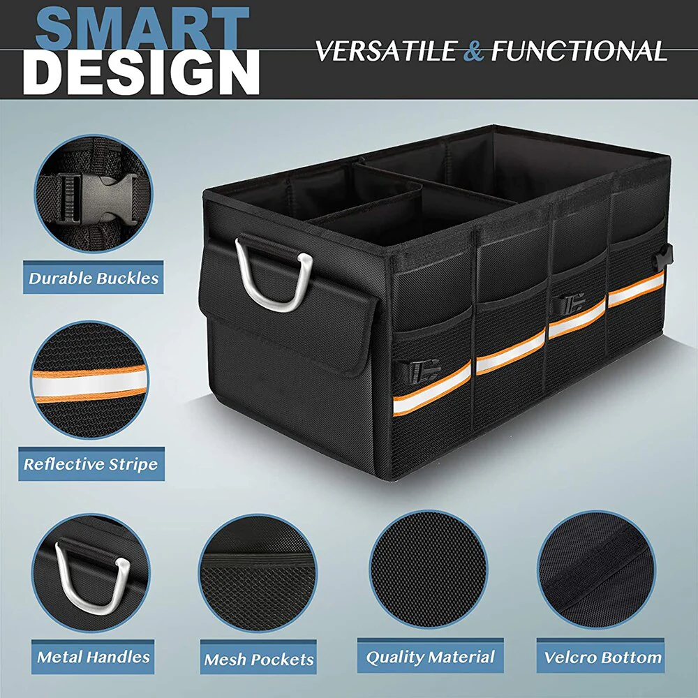 Car Trunk Organizer Foldable Cover Durable Sturdy Thickened Plate Collapsible Trunk Storage Box - Image 3