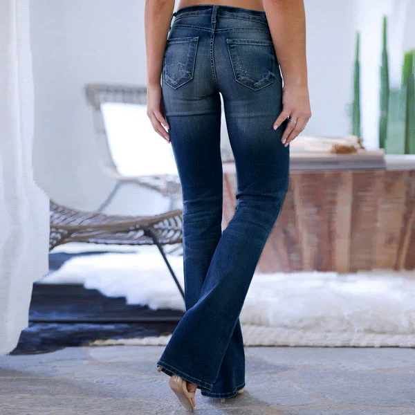 70s Stretch Hip Hugger Street Style Bootcut Jeans - Image 9