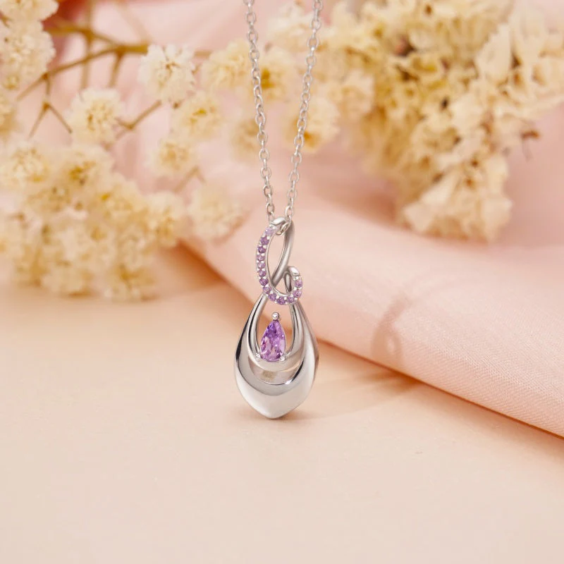 925 Sterling Silver Ash Necklace Crystal Teardrop CZ Keepsake Pendant Infinity Urn Necklace for Ashes Cremation Jewelry - Image 3