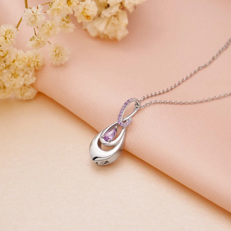 925 Sterling Silver Ash Necklace Crystal Teardrop CZ Keepsake Pendant Infinity Urn Necklace for Ashes Cremation Jewelry - Image 4