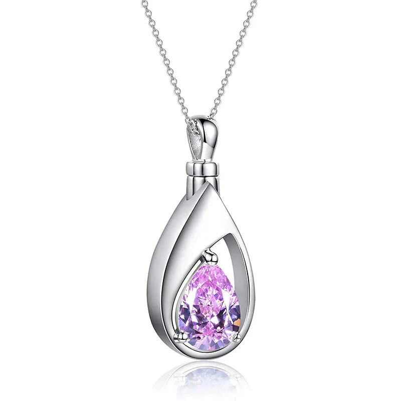 Sterling Silver Cremation Jewelry Memorial CZ Teardrop Ashes Keepsake Urns Pendant Necklace Ashes Jewelry Gifts Urn Necklace - Image 12