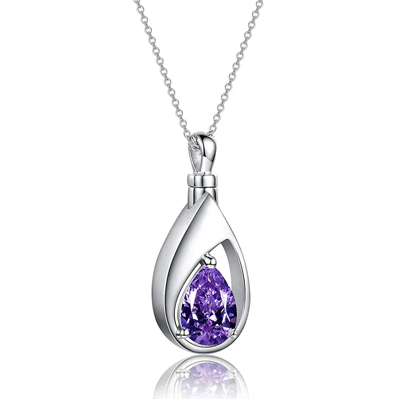 Sterling Silver Cremation Jewelry Memorial CZ Teardrop Ashes Keepsake Urns Pendant Necklace Ashes Jewelry Gifts Urn Necklace - Image 13