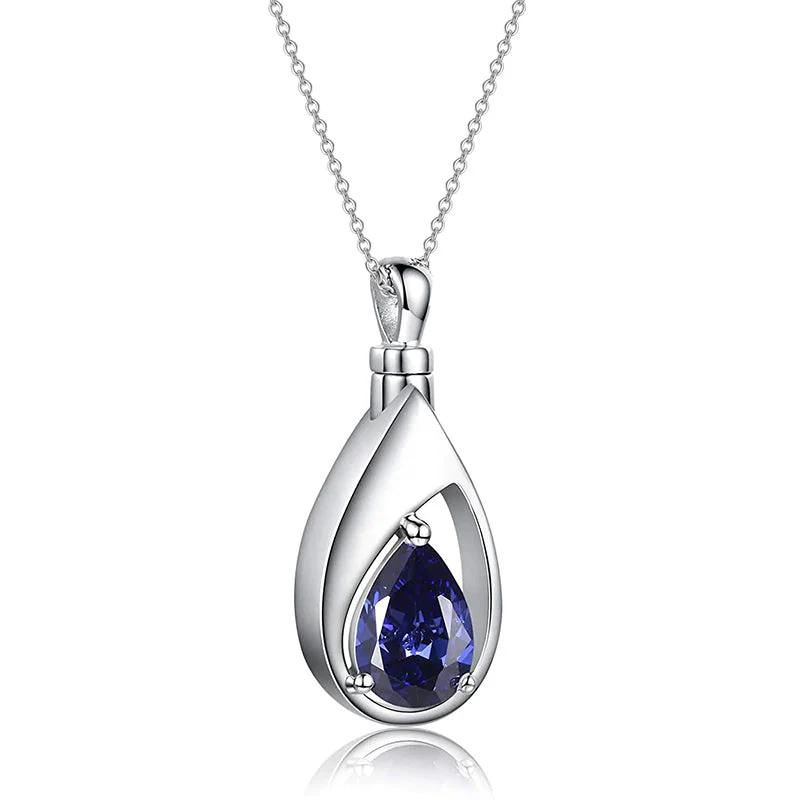 Sterling Silver Cremation Jewelry Memorial CZ Teardrop Ashes Keepsake Urns Pendant Necklace Ashes Jewelry Gifts Urn Necklace - Image 14