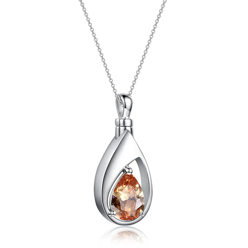 Sterling Silver Cremation Jewelry Memorial CZ Teardrop Ashes Keepsake Urns Pendant Necklace Ashes Jewelry Gifts Urn Necklace - Image 17