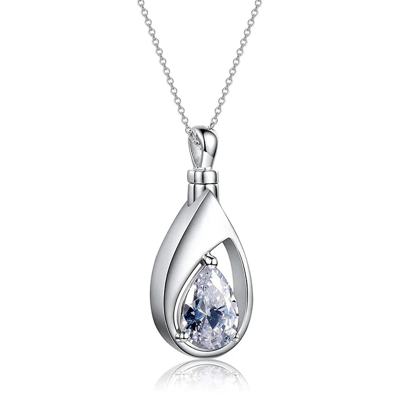 Sterling Silver Cremation Jewelry Memorial CZ Teardrop Ashes Keepsake Urns Pendant Necklace Ashes Jewelry Gifts Urn Necklace - Image 18