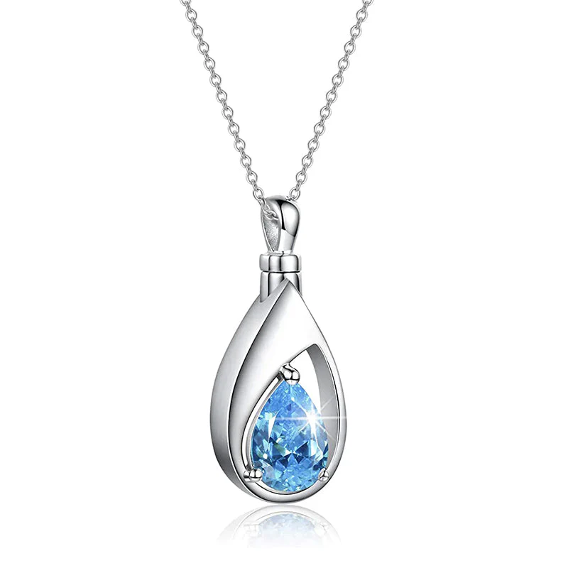 Sterling Silver Cremation Jewelry Memorial CZ Teardrop Ashes Keepsake Urns Pendant Necklace Ashes Jewelry Gifts Urn Necklace - Image 19