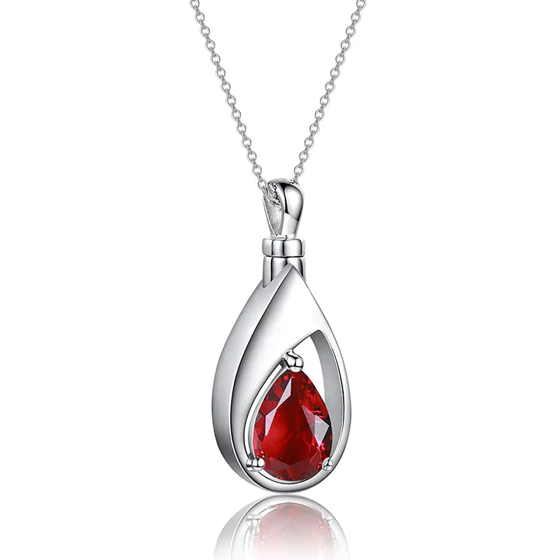 Sterling Silver Cremation Jewelry Memorial CZ Teardrop Ashes Keepsake Urns Pendant Necklace Ashes Jewelry Gifts Urn Necklace - Image 4