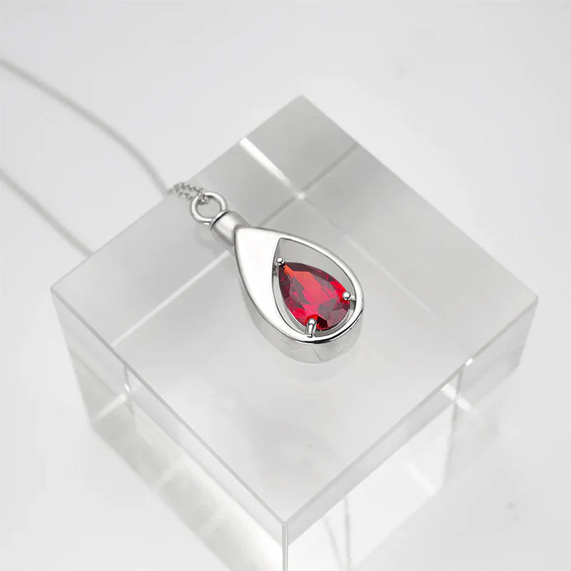 Sterling Silver Cremation Jewelry Memorial CZ Teardrop Ashes Keepsake Urns Pendant Necklace Ashes Jewelry Gifts Urn Necklace - Image 5