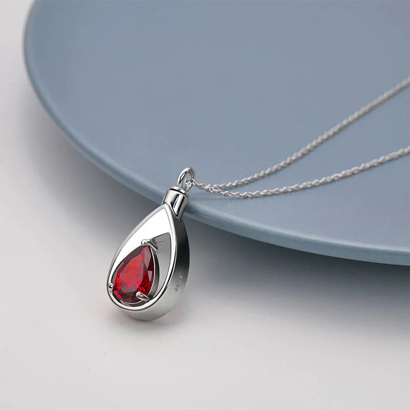 Sterling Silver Cremation Jewelry Memorial CZ Teardrop Ashes Keepsake Urns Pendant Necklace Ashes Jewelry Gifts Urn Necklace - Image 6