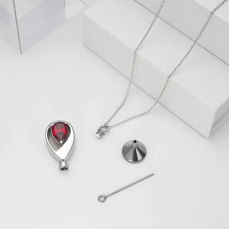 Sterling Silver Cremation Jewelry Memorial CZ Teardrop Ashes Keepsake Urns Pendant Necklace Ashes Jewelry Gifts Urn Necklace - Image 7