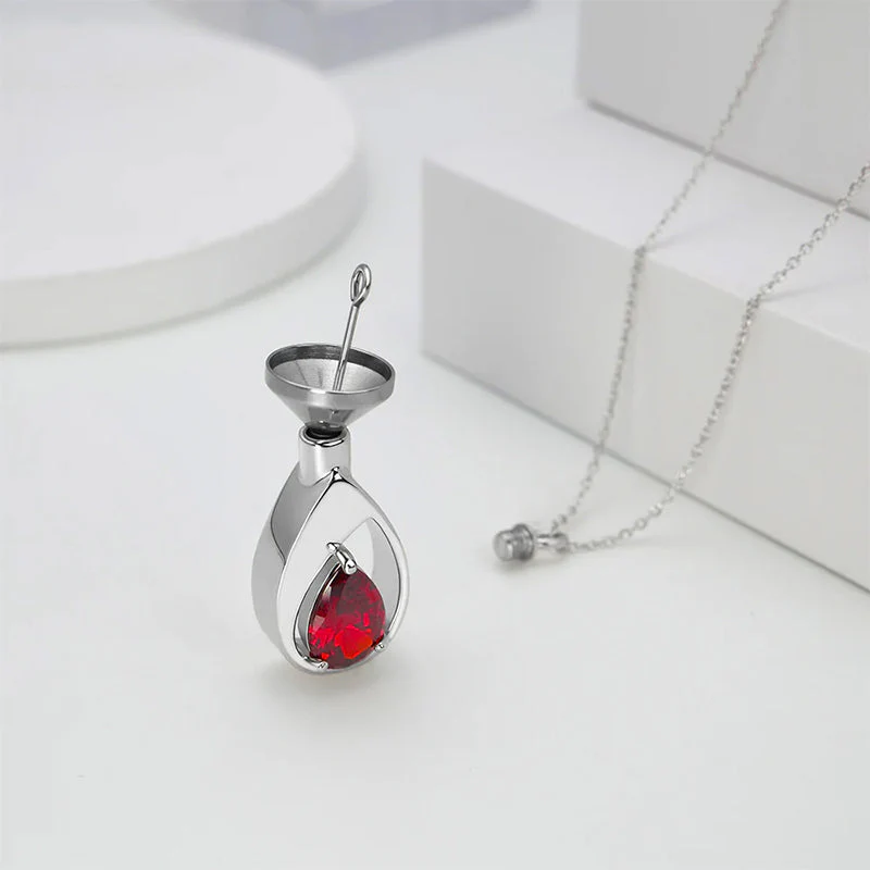 Sterling Silver Cremation Jewelry Memorial CZ Teardrop Ashes Keepsake Urns Pendant Necklace Ashes Jewelry Gifts Urn Necklace - Image 8