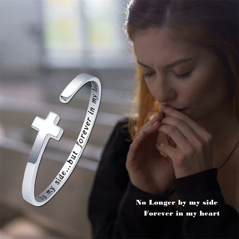 925 Sterling Silver Cross Urn Bracelet for Ashes Adjustable Cross Cuff Bangle Memorial - Image 4