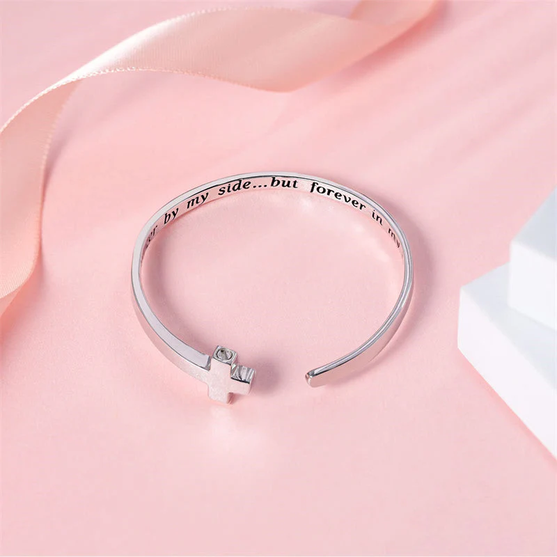 925 Sterling Silver Cross Urn Bracelet for Ashes Adjustable Cross Cuff Bangle Memorial - Image 5