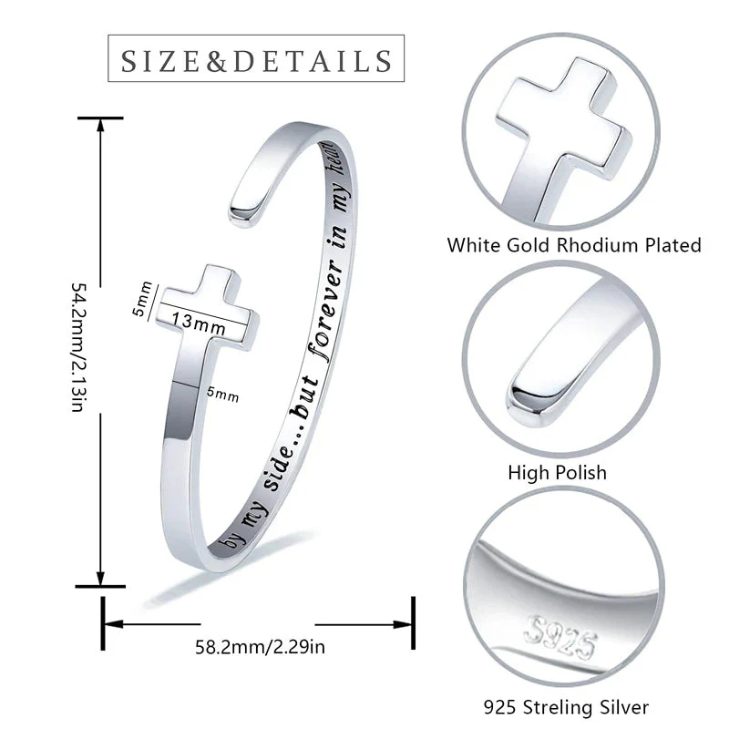925 Sterling Silver Cross Urn Bracelet for Ashes Adjustable Cross Cuff Bangle Memorial - Image 6