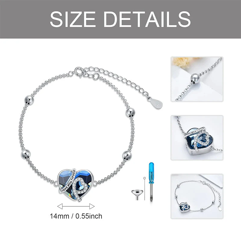 I LOVE YOU FOREVER Heart Cremation Bracelet Holds Loved One's Ashes Heart Urn Bracelet for Ashes for Women - Image 5