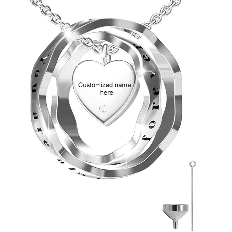 925 Sterling Silver Keepsake Jewelry Cremation Pendant Urn Necklace For Ashes You Are Always In My Heart I Love You Forever - Image 19