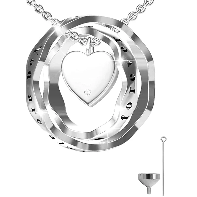 925 Sterling Silver Keepsake Jewelry Cremation Pendant Urn Necklace For Ashes You Are Always In My Heart I Love You Forever - Image 56