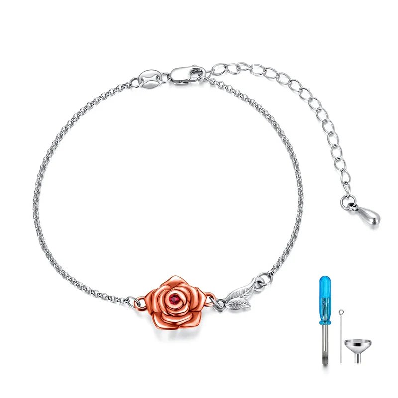 925 Sterling Silver Rose Flower Urn Bracelet for Loved Ones Ashes Cremation Keepsake Bracelet Memorial Jewelry Gift for Women - Image 4
