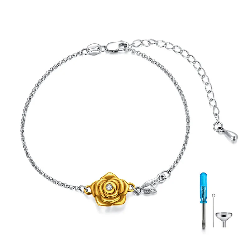 925 Sterling Silver Rose Flower Urn Bracelet for Loved Ones Ashes Cremation Keepsake Bracelet Memorial Jewelry Gift for Women - Image 5