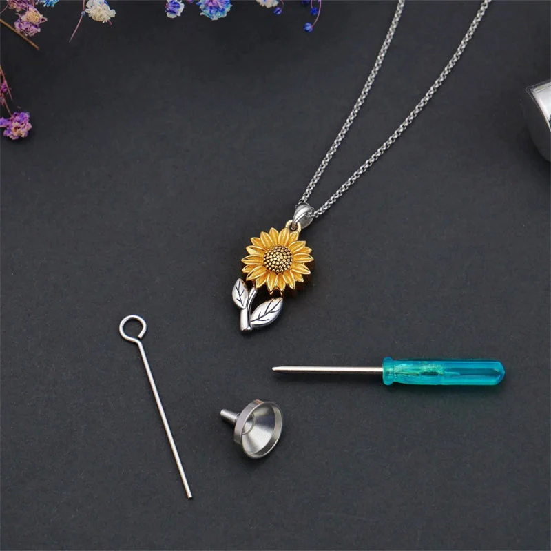 925 Sterling Silver Sunflower Daisy Urn Necklace Keepsake Ashes Cremation Hair Memorial Jewelry - Image 10