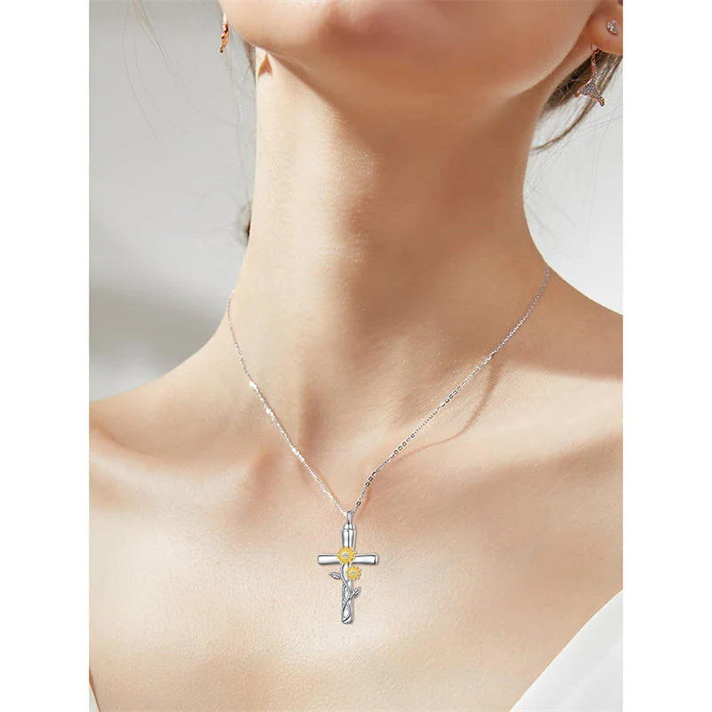 925 Sterling Silver Sunflower Daisy Urn Necklace Keepsake Ashes Cremation Hair Memorial Jewelry - Image 19