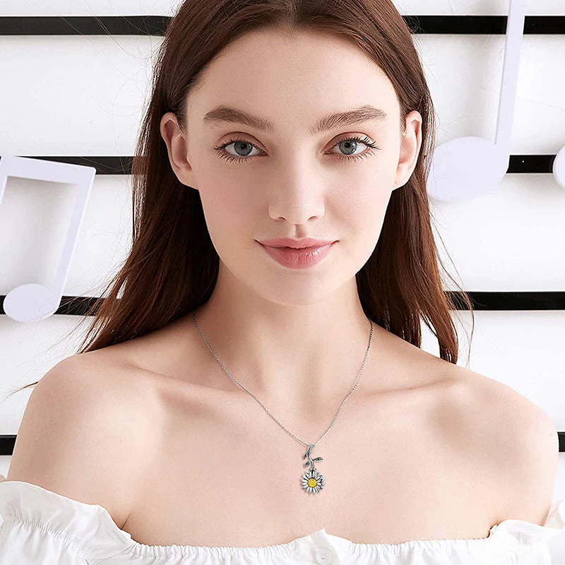 925 Sterling Silver Sunflower Daisy Urn Necklace Keepsake Ashes Cremation Hair Memorial Jewelry - Image 2