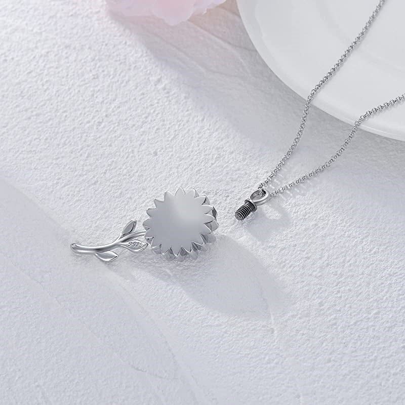 925 Sterling Silver Sunflower Daisy Urn Necklace Keepsake Ashes Cremation Hair Memorial Jewelry - Image 5