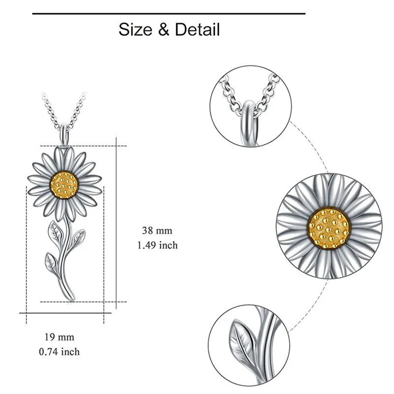 925 Sterling Silver Sunflower Daisy Urn Necklace Keepsake Ashes Cremation Hair Memorial Jewelry - Image 6