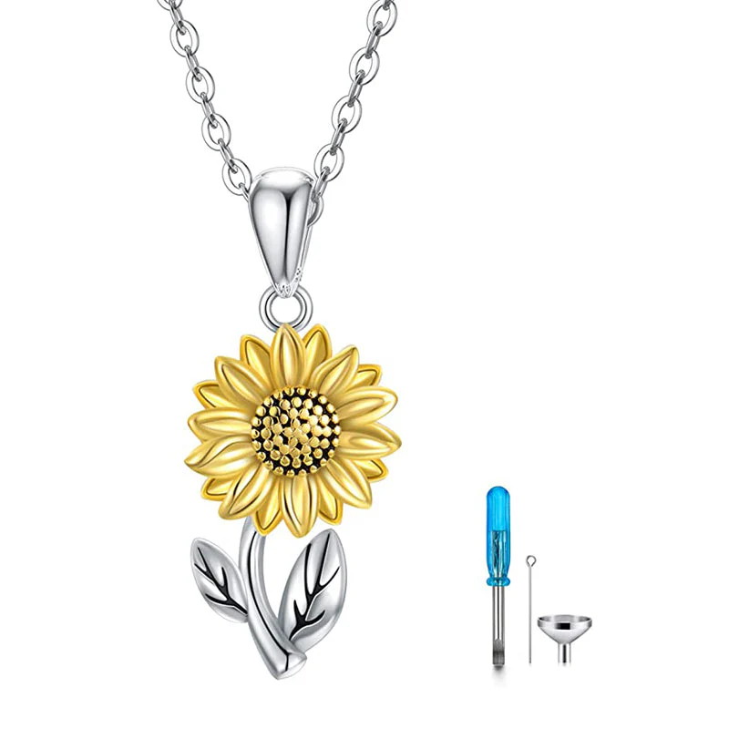 925 Sterling Silver Sunflower Daisy Urn Necklace Keepsake Ashes Cremation Hair Memorial Jewelry - Image 8