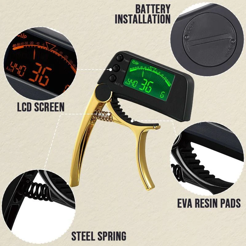 DUAL-USE GUITAR CAPO TUNER WITH LCD DISPLAY - Image 6