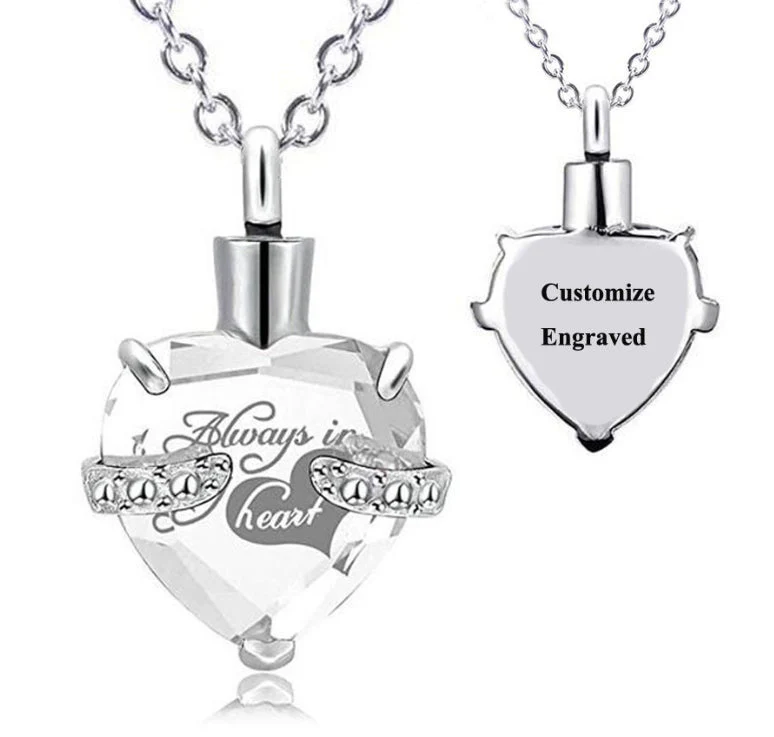 Custom Engraved Ashes Urn Necklace Heart-shaped Month Birthday Stone Keepsakes for Ashes Cremation Jewelry - Image 12