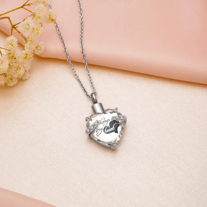 Custom Engraved Ashes Urn Necklace Heart-shaped Month Birthday Stone Keepsakes for Ashes Cremation Jewelry - Image 3