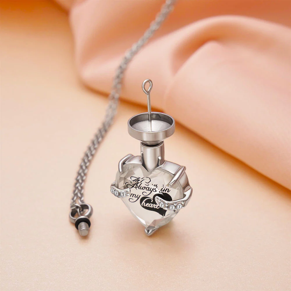 Custom Engraved Ashes Urn Necklace Heart-shaped Month Birthday Stone Keepsakes for Ashes Cremation Jewelry - Image 4