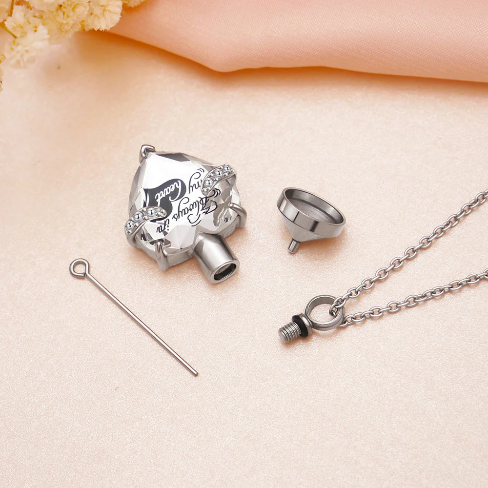 Custom Engraved Ashes Urn Necklace Heart-shaped Month Birthday Stone Keepsakes for Ashes Cremation Jewelry - Image 5