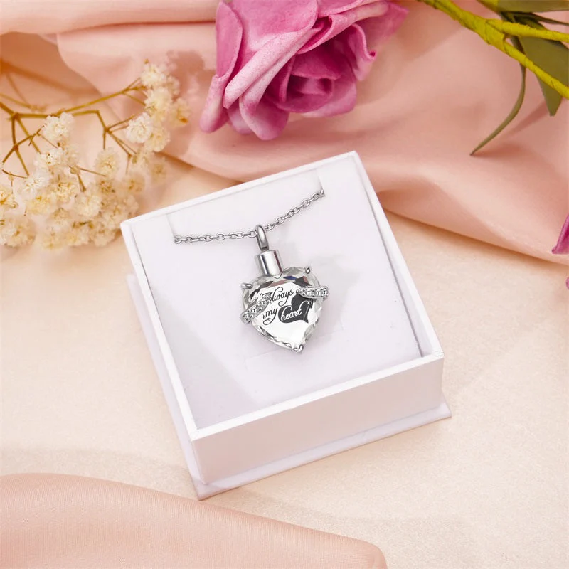 Custom Engraved Ashes Urn Necklace Heart-shaped Month Birthday Stone Keepsakes for Ashes Cremation Jewelry - Image 7