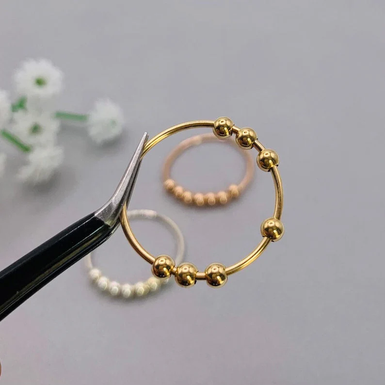 Anxiety Ring Bead Stacking Ring Fidget Ring Minimalist Ring Spinning Ring 925 Sterling Silver Thumb Ring - Image 3