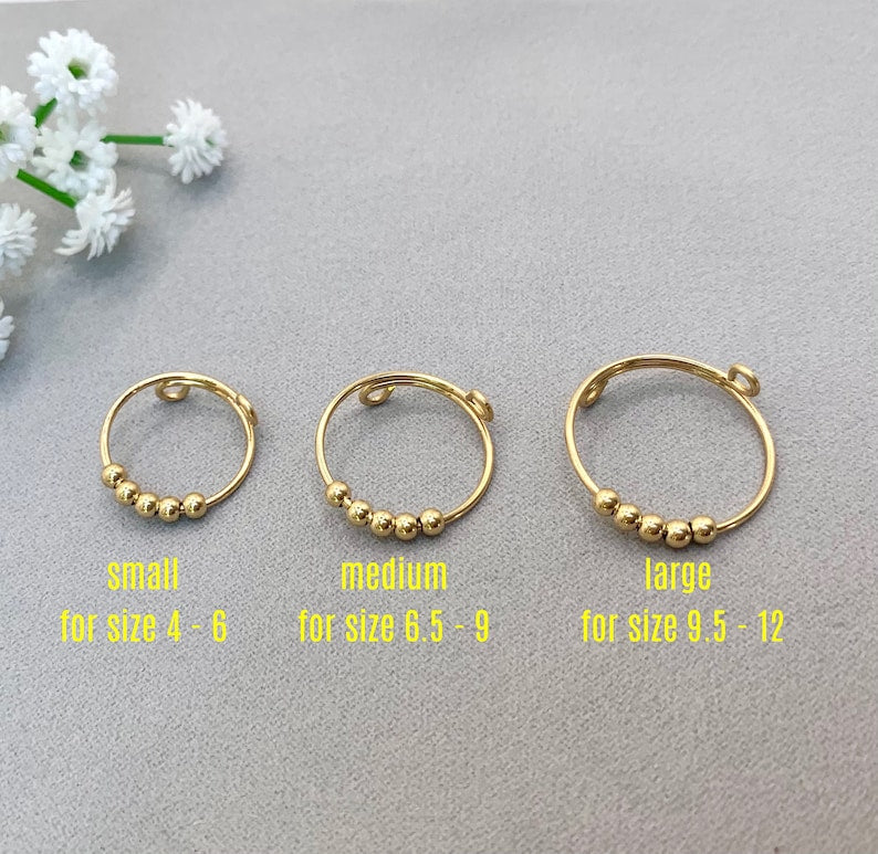 Anxiety Ring Bead Stacking Ring Fidget Ring Minimalist Ring Spinning Ring 925 Sterling Silver Thumb Ring - Image 9