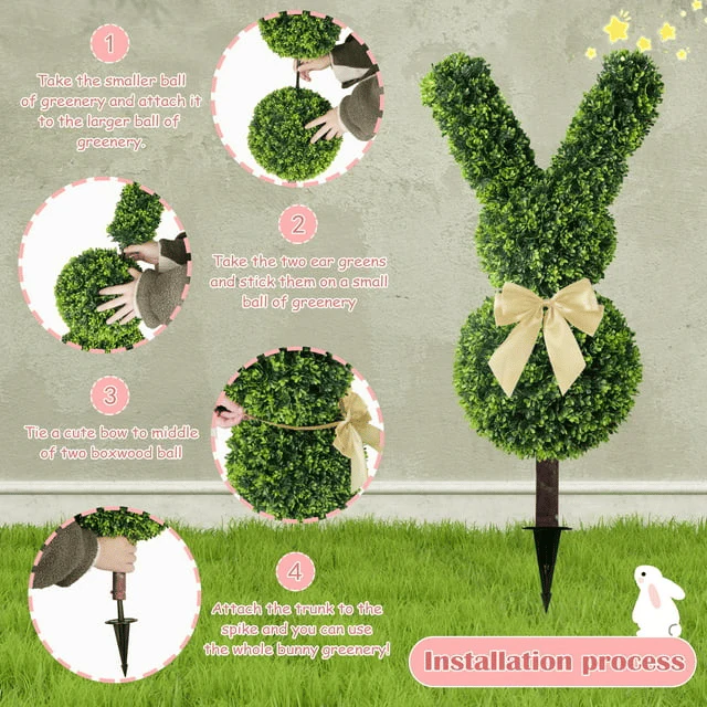🐰Easter Pre-sale🐰Outdoor Artificial Turf Bunny-Shaped Topiary Tree - Image 15