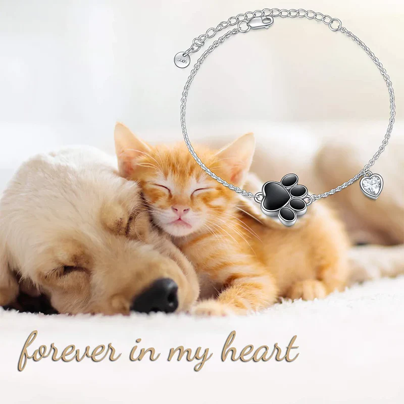 Ashe Bracelets for Women Sterling Silver Paw Print Urn Cremation Jewelry Pet Ashes for Women Keepsake Bracelet - Image 2