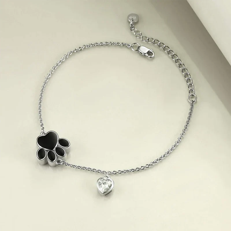 Ashe Bracelets for Women Sterling Silver Paw Print Urn Cremation Jewelry Pet Ashes for Women Keepsake Bracelet - Image 5
