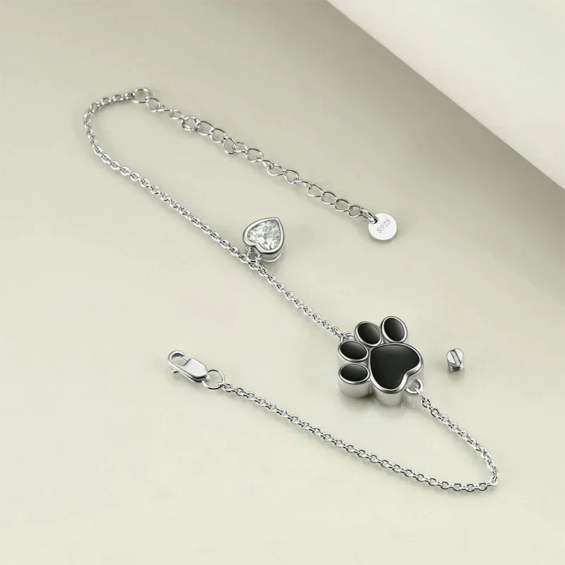 Ashe Bracelets for Women Sterling Silver Paw Print Urn Cremation Jewelry Pet Ashes for Women Keepsake Bracelet - Image 6